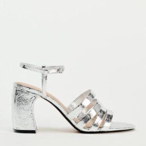 7.5/38 Zara silver party sandals NWT